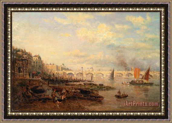 Frederick Nash The Thames And Waterloo Bridge From Somerset House Framed Print