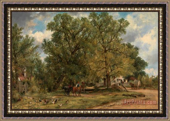 Frederick W. Watts Landscape with Cottages Framed Painting