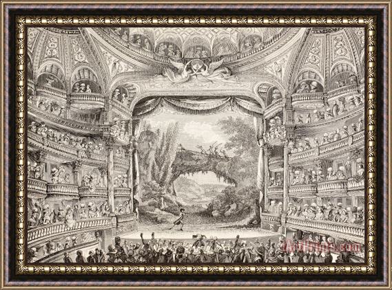 French School A 1789 Performance In The Theatre Des Varietes Amusantes Framed Painting