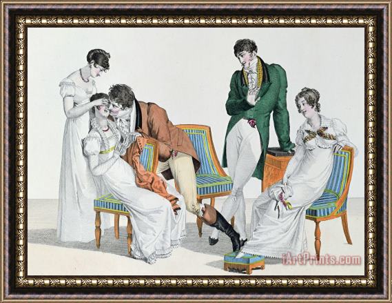 French School A Kissing Game Framed Painting