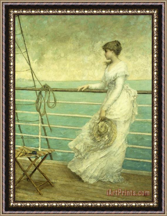 French School Lady On The Deck Of A Ship Framed Print