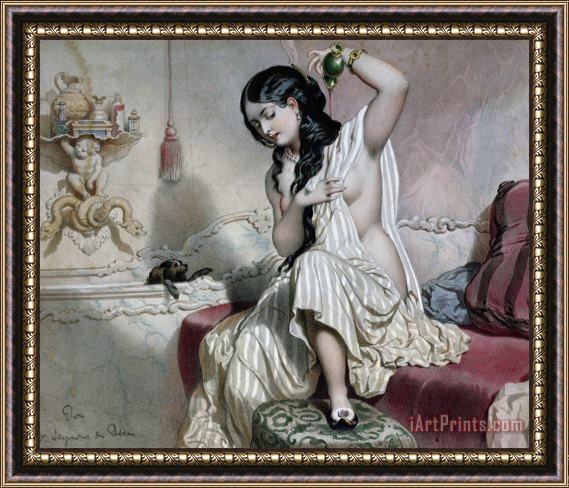 French School Oriental Woman at her Toilet Framed Painting