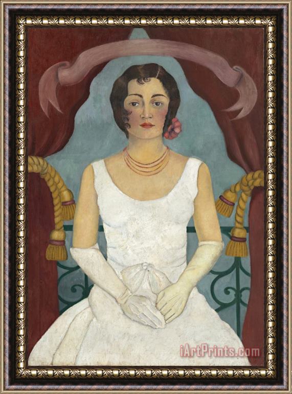 Frida Kahlo Portrait of a Lady in White Framed Painting