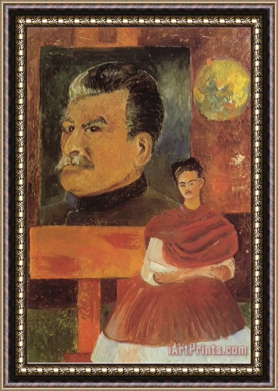Frida Kahlo Self Portrait with Stalin 1954 Framed Painting