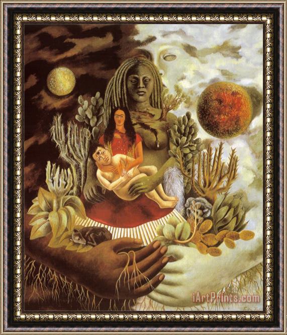 Frida Kahlo The Love Embrace of The Universe The Earth Mexico Myself Diego And senor Xolotl 1949 Framed Painting