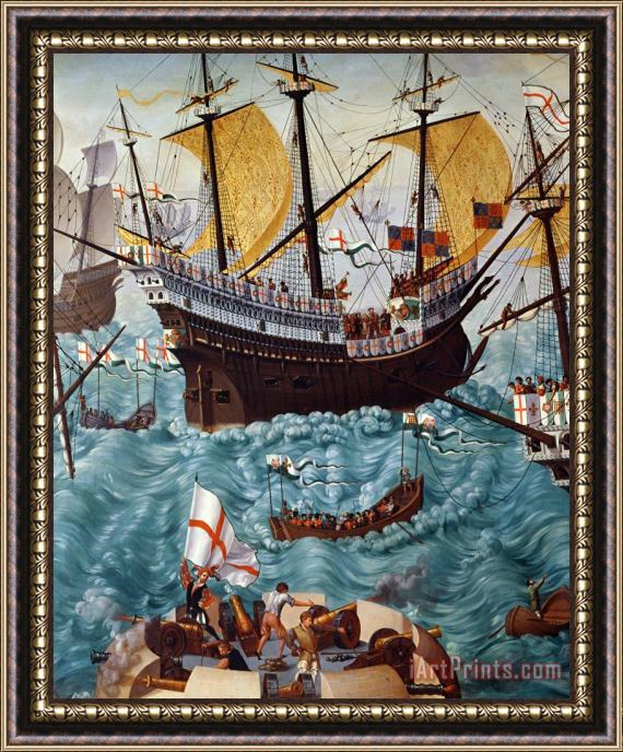 Friedrich Bouterwek Embarkation Of Henry Viii Framed Painting