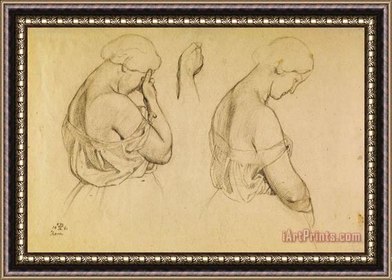 Friedrich Preller Two Female Figures in Half Length And a Study of a Hand Framed Painting