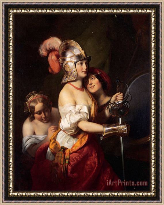 Friedrich Von Amerling The Armed Maiden Framed Painting