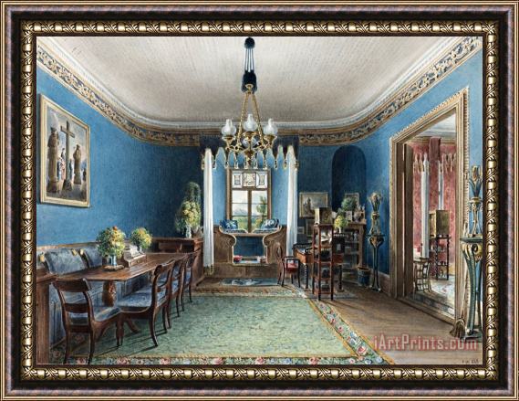 Friedrich Wilhelm Klose The Blue Room, Schloss Fischbach Framed Painting