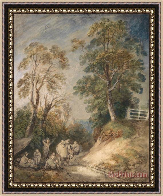 Gainsborough, Thomas Country Lane with Gypsies Resting Framed Painting