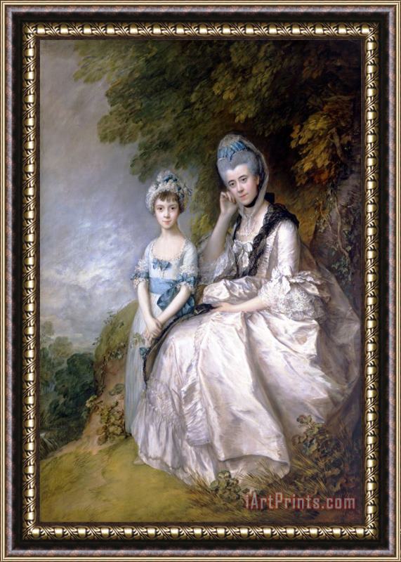 Gainsborough, Thomas Hester, Countess of Sussex, And Her Daughter, Lady Barbara Yelverton Framed Painting