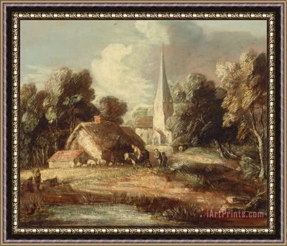 Gainsborough, Thomas Landscape with Cottage And Church Framed Print