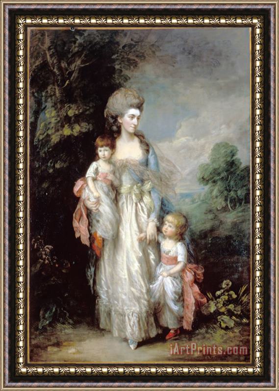 Gainsborough, Thomas Mrs Elizabeth Moody with Her Sons Samuel And Thomas Framed Print