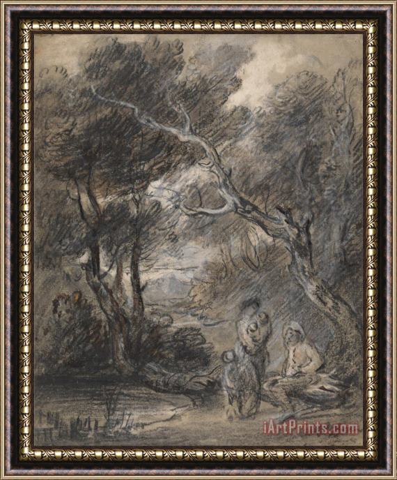 Gainsborough, Thomas Wooded Landscape with Figures Framed Print