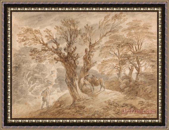Gainsborough, Thomas Wooded Landscape with Peasant And Donkeys Framed Print