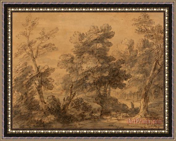 Gainsborough, Thomas Wooded Landscape with Shepherd And Sheep Framed Print