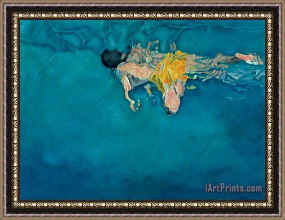 Gareth Lloyd Ball Swimmer in Yellow Framed Painting