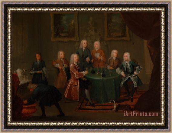 Gawen Hamilton The Brothers Clarke with Other Gentlemen Taking Wine Framed Print