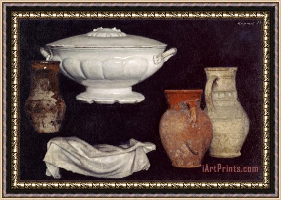 Gely Korzhev Soup Tureen And Pots Framed Painting