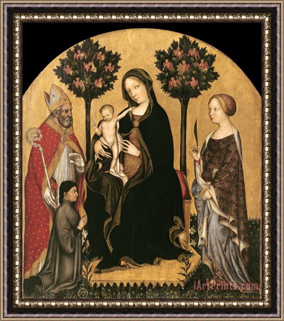 Gentile da Fabriano Mary Enthroned with The Child, Saints And a Donor Framed Print