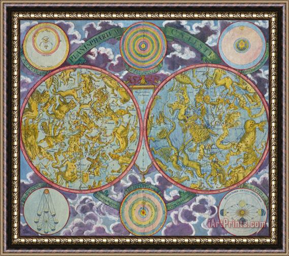 Georg Christoph Eimmart Celestial Map of the Planets Framed Painting