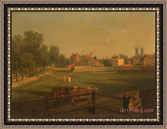 George Arnald A Western View of Part of Westminster And Bird Cage Walk Taken From The Mill House..., Framed Painting