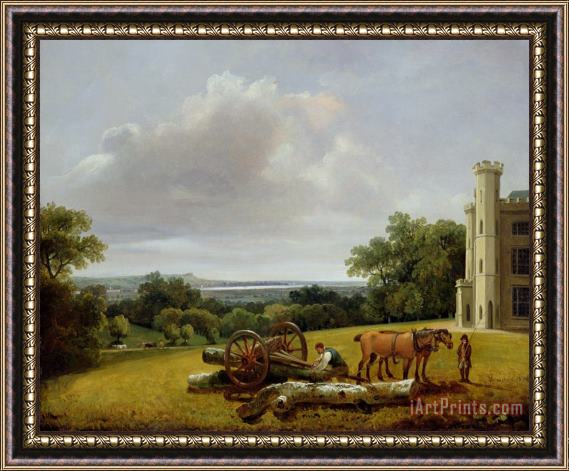 George Arnald Loading a Timber Wagon at Cave Castle Yorkshire Framed Painting