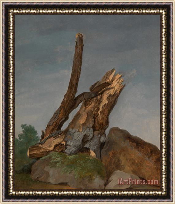 George Augustus Wallis Study of Rocks And Branches Framed Painting
