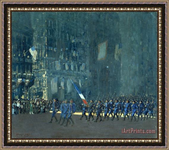 George Benjamin Luks Blue Devils on Fifth Avenue Framed Painting