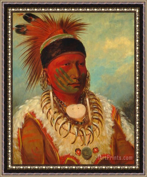 George Catlin The White Cloud, Head Chief of The Iowas Framed Print