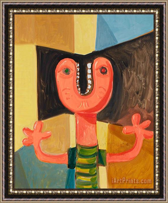 George Condo Unidentified Head Framed Painting