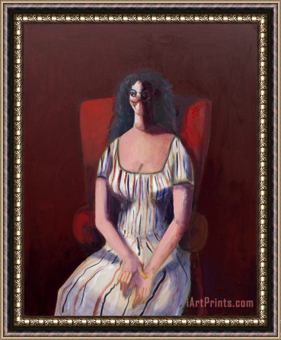 George Condo Woman on Red Chair, 2007 Framed Painting