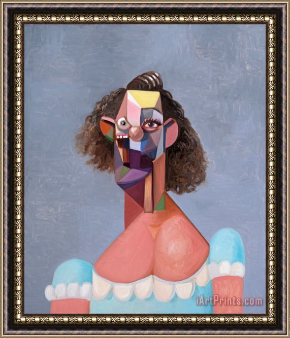 George Condo Young Girl with Blue Dress, 2007 Framed Print