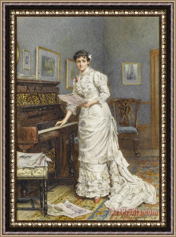 George Goodwin Kilburne A Young Woman at a Piano Framed Print