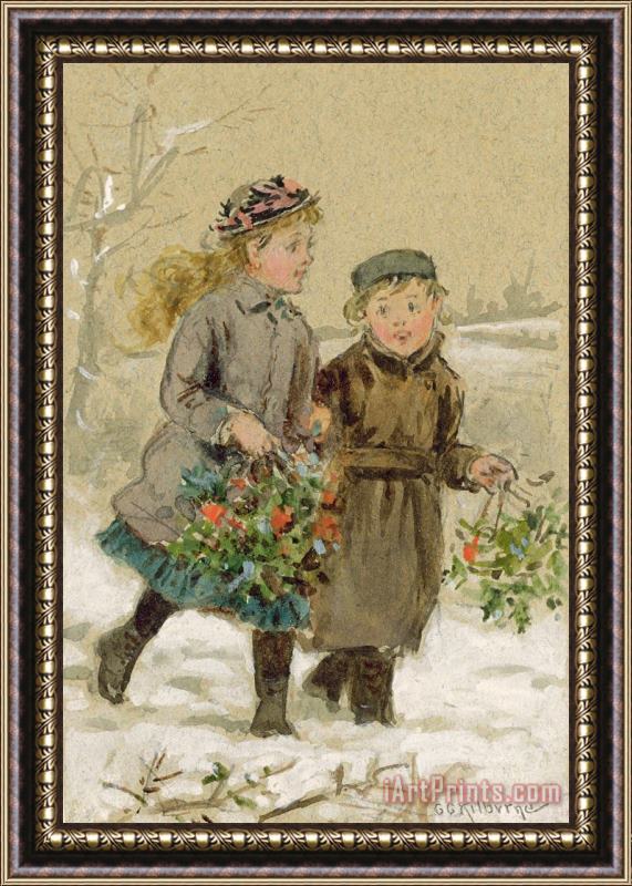 George Goodwin Kilburne Children Playing In The Snow Framed Print
