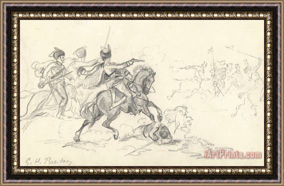 George Hendrik Breitner Cavaleriegevecht Framed Painting