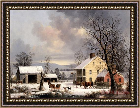 George Henry Durrie Winter in The Country Framed Painting