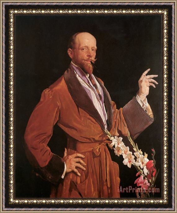 George Lambert Selfportrait with Gladioli Framed Painting