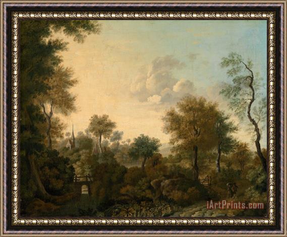 George Smith A View Supposedly Near Arundel, Sussex, with Figures in a Lane Framed Print