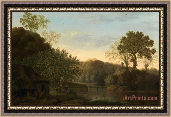 George Smith An Autumn Landscape with Apple Pickers Framed Print