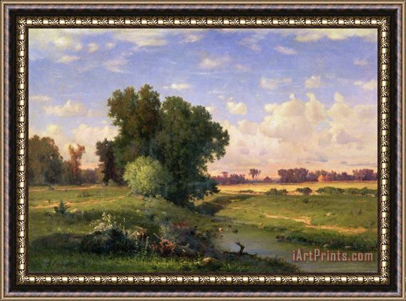 George Snr Inness Hackensack Meadows - Sunset Framed Painting