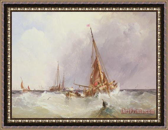 George the Elder Chambers Shipping In The Solent 19th Century Framed Painting