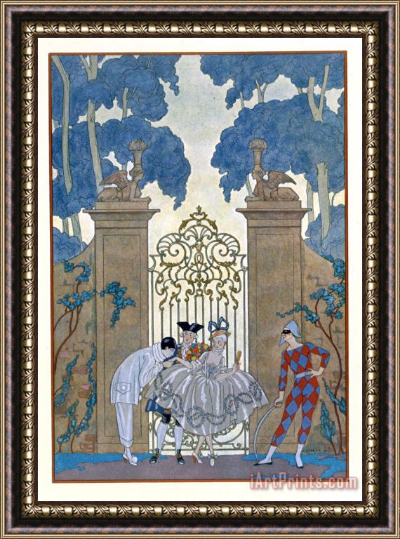 Georges Barbier Columbine Framed Painting