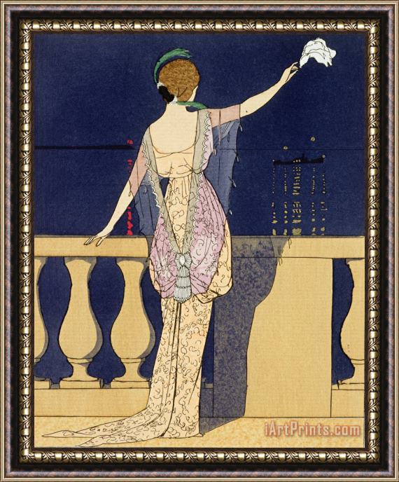 Georges Barbier Farewell At Night Framed Painting