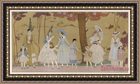 Georges Barbier Summertime Fashions for Women And Girls by Paquin Doucet Framed Painting