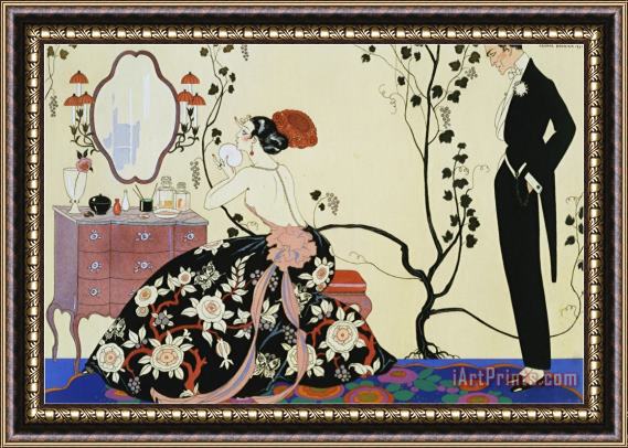 Georges Barbier The Powder Puff Framed Painting