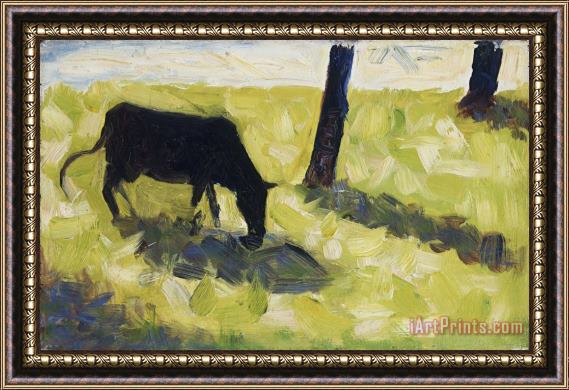 Georges Seurat Black Cow in a Meadow Framed Painting