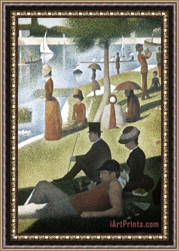 Georges Seurat Detail From Sunday Afternoon on The Island of La Grande Jatte Framed Painting