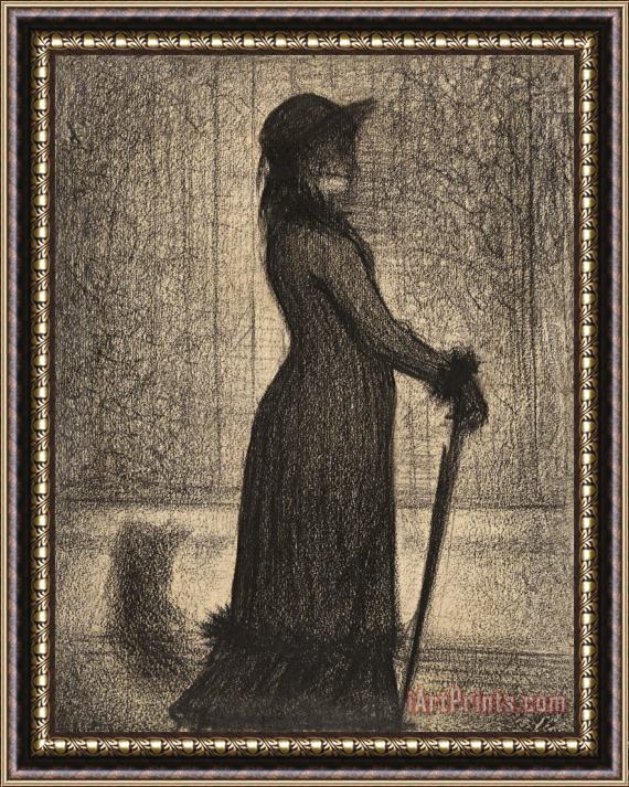 Georges Seurat Woman Strolling Framed Painting