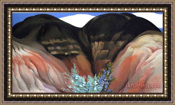 Georgia O'keeffe Black Hills with Cedar Framed Painting